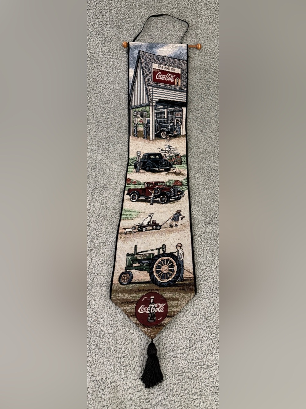 Coca Cola Gas & Oil Fillin Up On Memories 9” X 41” Tapestry Wall Hanging